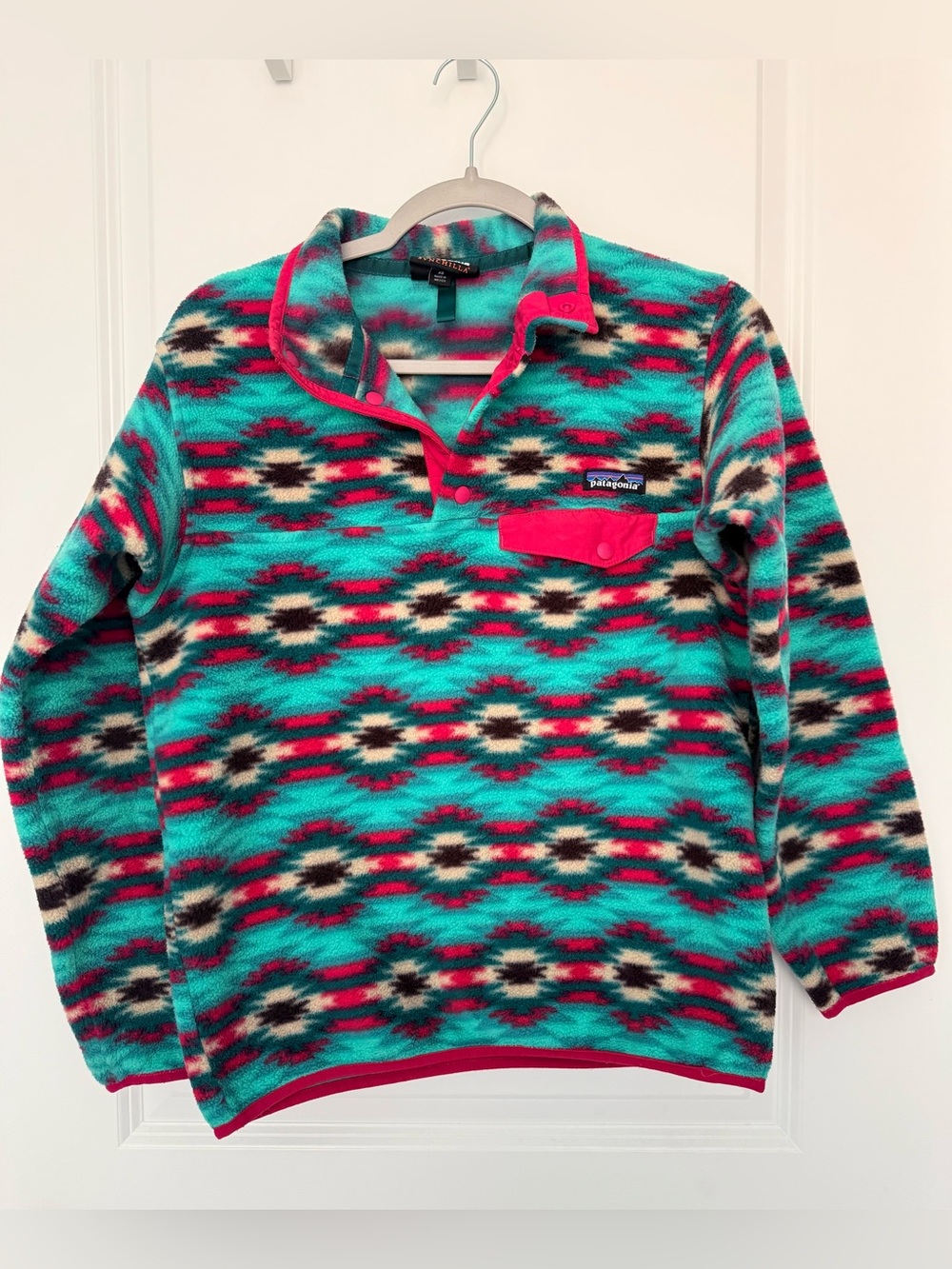 Patagonia Synchilla Snap-T Fleece Pullover Wild Desert Beryl Green Aztec XS Wome